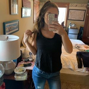 loft black striped tank top